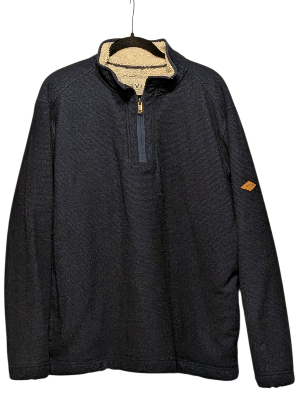 Orvis Navy Half-Zip Sherpa-Lined Pullover Size XL
